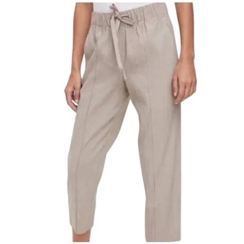 NWT Aritzia Babaton Errol Linen Blend Slim Ankle Pants Cairo Beige Tan Sz Small